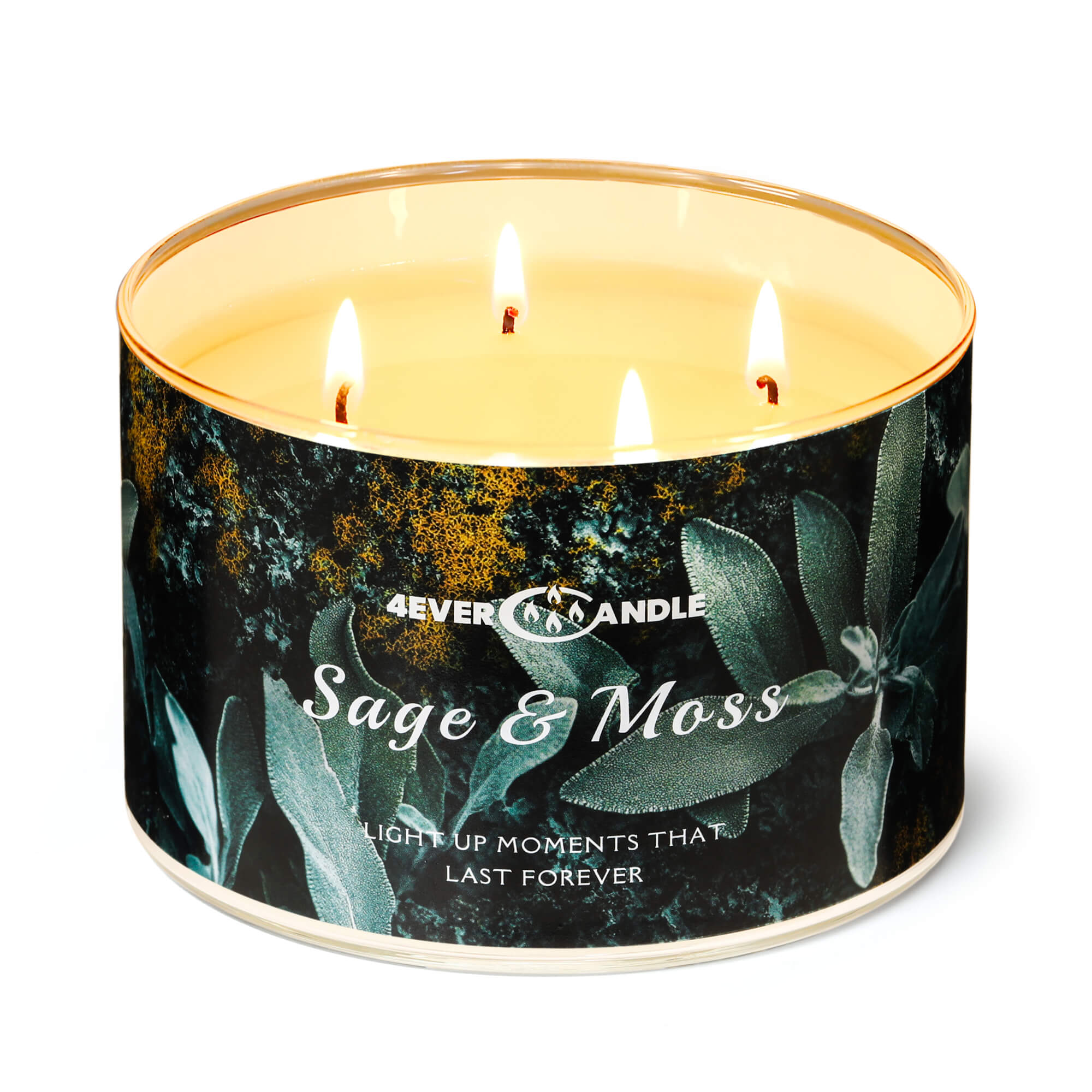 Picture of 4EVER CANDLE 4-Wick Scented Candle - 18oz Soy Wax Blend Candle Over 50Hrs Long-Lasting Fragrance, Home Decor and Housewarming Gifts, Sage & Moss